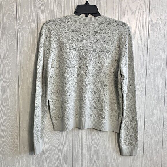 Club Monaco Womens Pointelle Sweater Beige Cream Long Sleeve Size Large NWOT - Picture 5 of 6